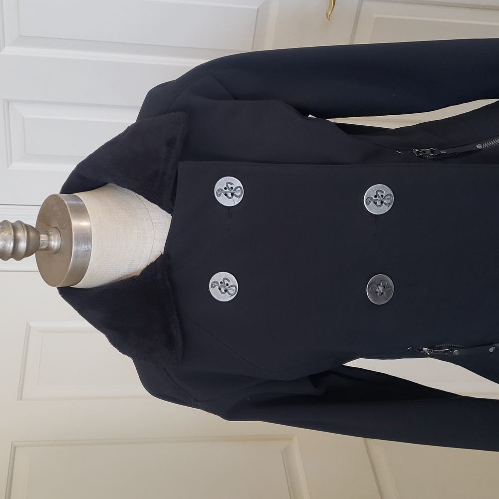 Mountain Hardwear Tuja Peacoat Jacket Black Faux Fur Fleece Waterproof Medium - Picture 4 of 13